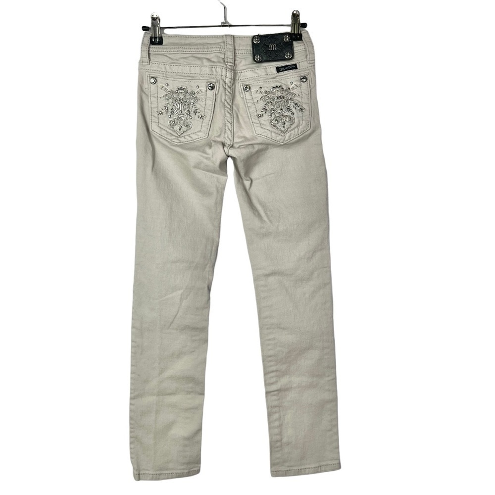 Miss Me Light Gray Embellished Skinny Jeans 10